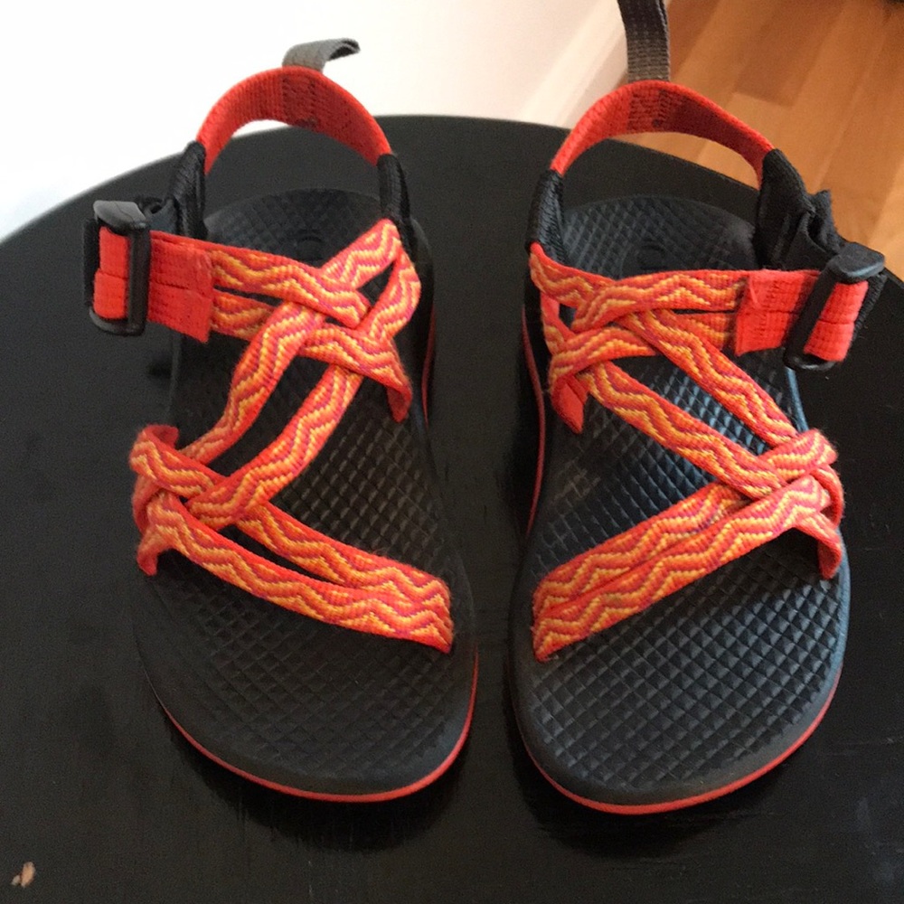 Chaco kids sandals orange pink double strap size 10
